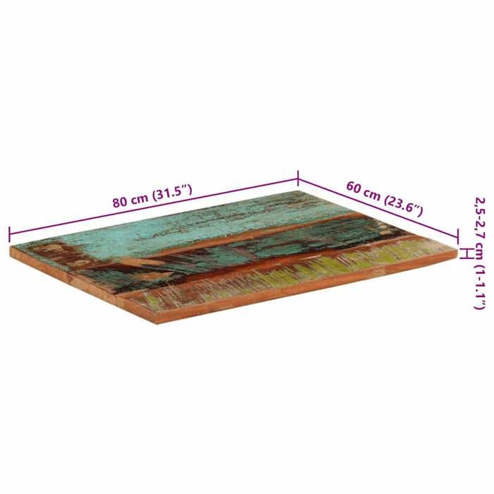 VidaXL Dessus de table rectangulaire 60x80 cm 25-27 mm Bois récupéré 286054