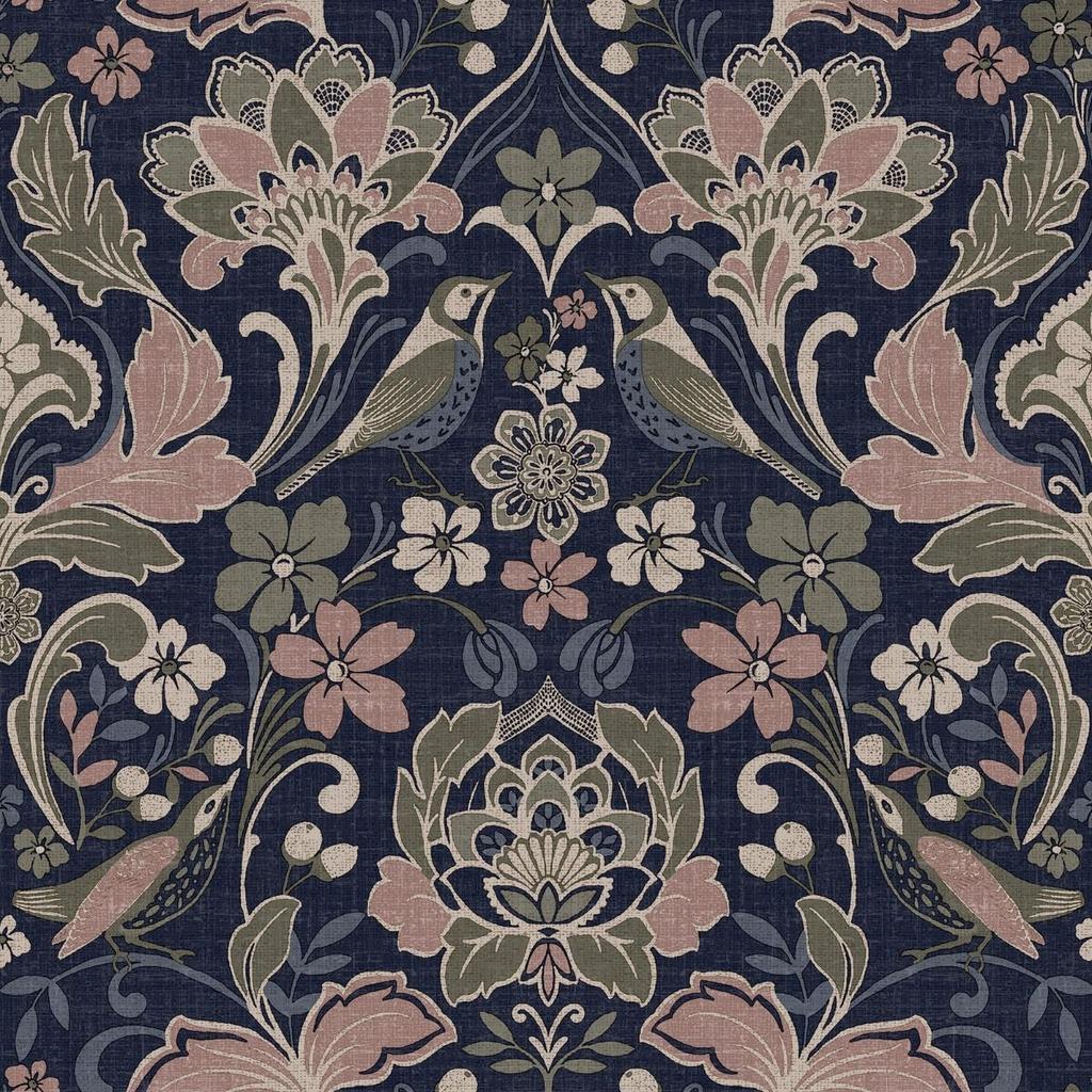 World Of Wallpaper Folk Floral Textured Wallpaper