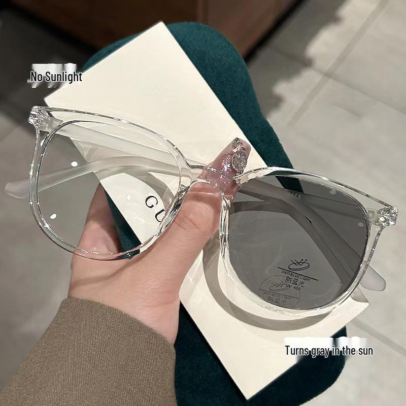 Korean Style Anti-Blue Light Large Frame Eyeglasses for Women - Slimming Myopia Glasses