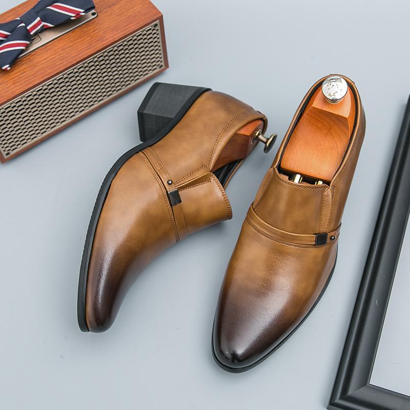 

New British Designer Black Brown Pointed Cuban Shoes for Men Formal Wedding Prom Dress Homecoming Pageant Zapatillas Hombre 38 коричневий