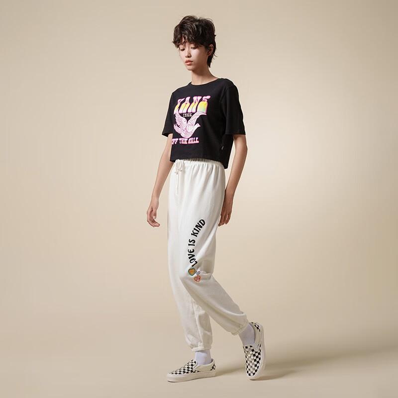 Vans Dove Crop Crew T Shirts Women's Black Crew Neck Moderate Straight Fit VN0003MBBLK