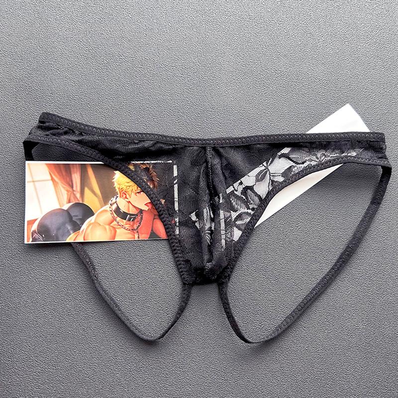1 ks Sexy tanga spodní prádlo s krajkovým vzorem Osobnost Pánská móda S nízkým pasem Průhledné Hedvábně jemné