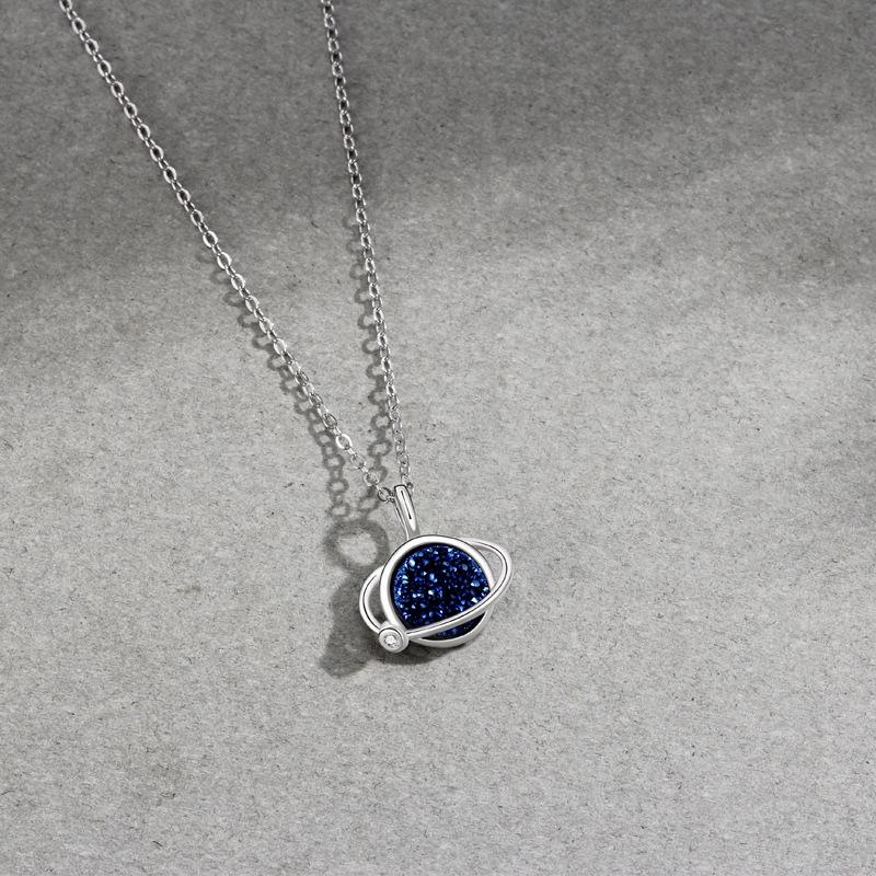 

Ожерелье с кристаллами в виде планет, цепочка с синим звездным небом, изысканная корейская версия в подарок на День святого Валентина.