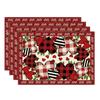 Buffalo Plaid Love Hearts Roses Flowers Valentine's Day Placemats Table Mat for Party Home Kitchen Dining Table Decor 12x18 Inc