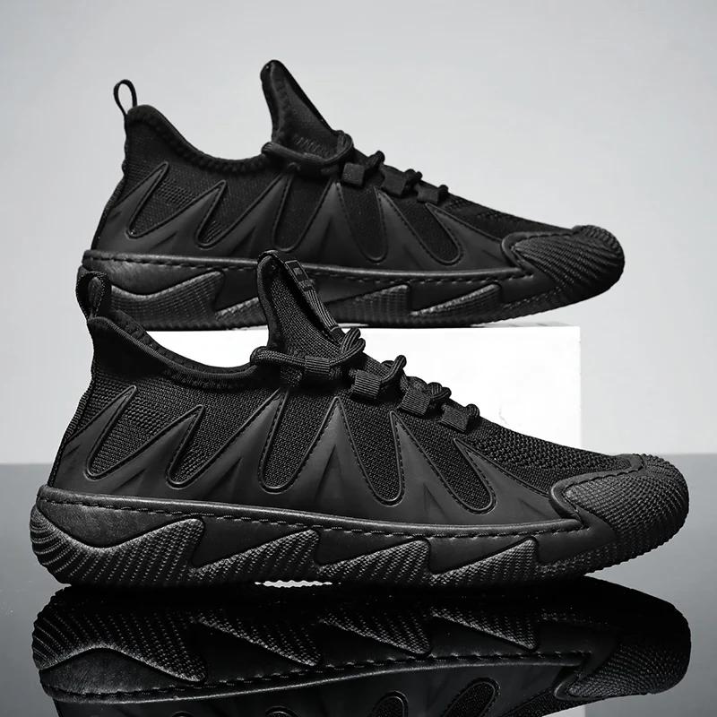 Spring  Men's Lightweight Flying Mesh Shoes Fitness Shoes Anti-slip Wear Breathable Running Shoes Sports Casual Shoes