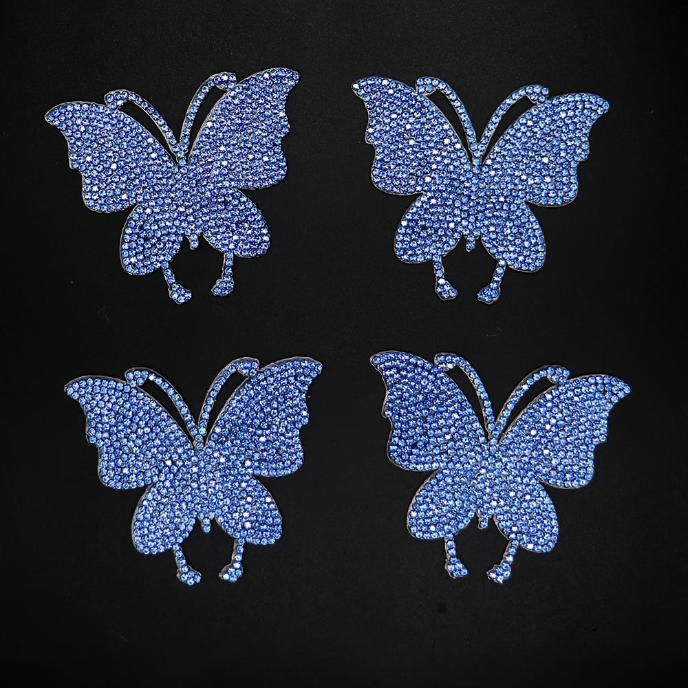 4pcs Rhinestone Butterfly Self-Adhesive Patches, DIY Suitable for Car, Bag, Hat, Book Decoration, Self-Adhesive Rhinestone Stickers
