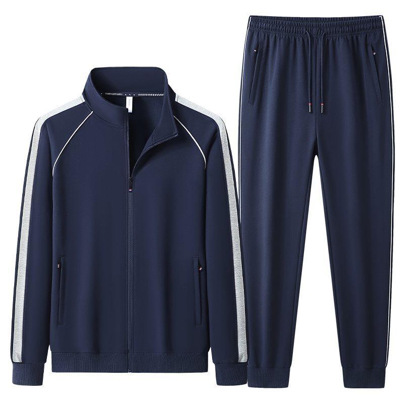 Spring Autumn Men's Tracksuit Cotton Sports Suit Sweatshirt  2-piece Set Middle-Aged And Elderly Casual Cardigan Hoodies Set