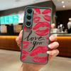 Rote Lippen Muster Slim Stoßfest Matte Hülle Für Samsung S25 Ultra S24 FE S23 S22 A16 A56 A55 A36 A26 A15 A35 Linsenschutz Transparente Handyhülle