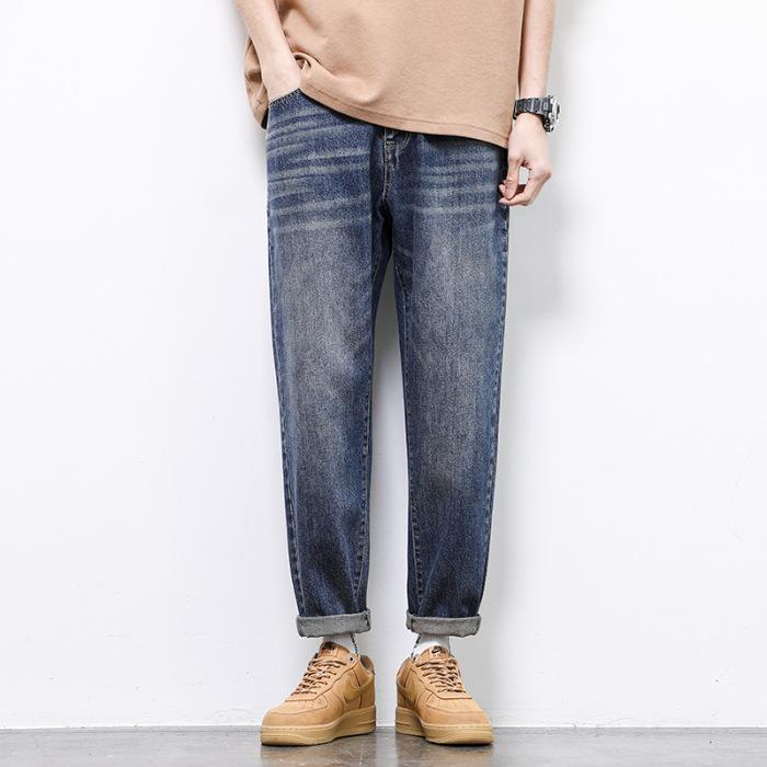 

Весенне-летние джинсы, модные японские свободные повседневные микро-галифе 38 синий