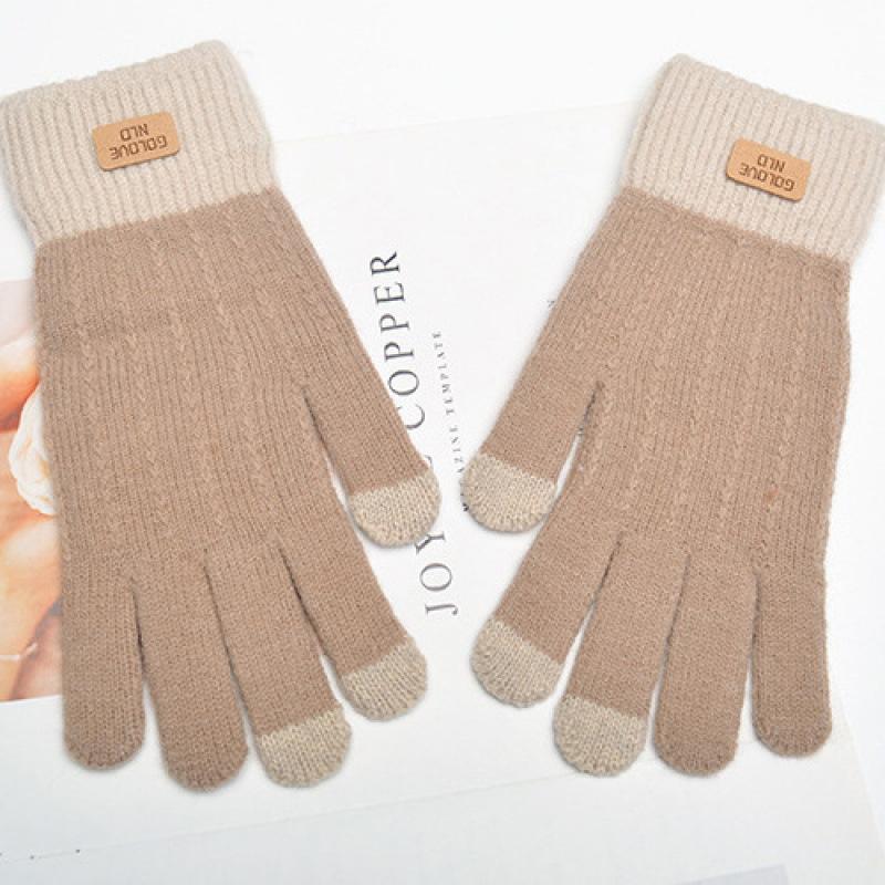 Women Warm Thick Plush Knitted Gloves Touch Screen Men Women Fashion Autumn Winter Keep Warm Riding Skiing Outdoor Gloves
