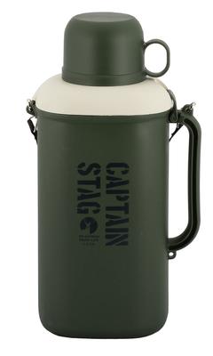 CAPTAIN STAG PET-Flaschenhalter PET-Flaschenkühler für 2L mit Eisbeutel, 3 Becher, Schultergurt, Dunkelgrün UE-2038