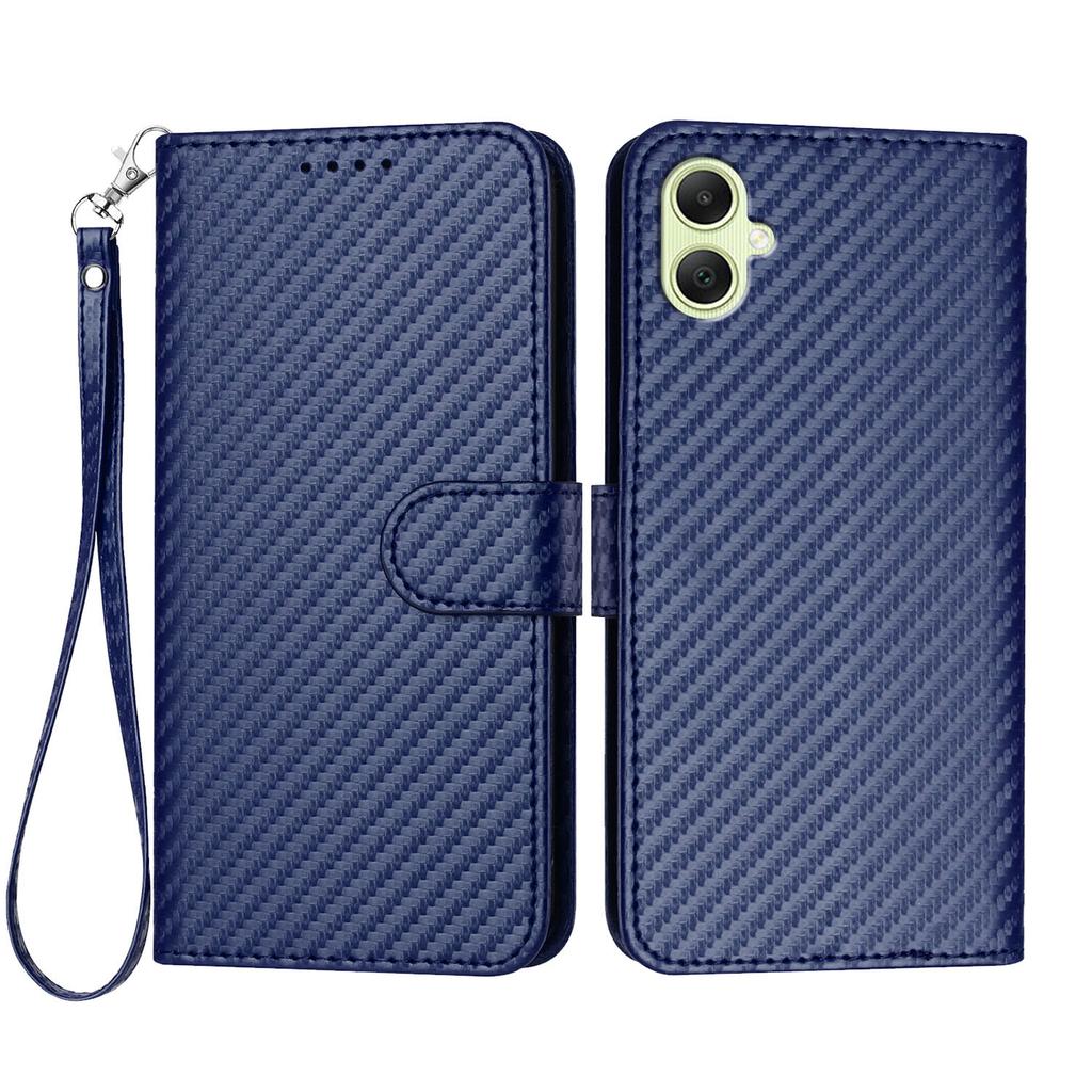For Samsung Galaxy A07 4G/A06 4G/A06 5G Wallet Case with Strap Carbon Fiber Texture Leather Mobile Cover