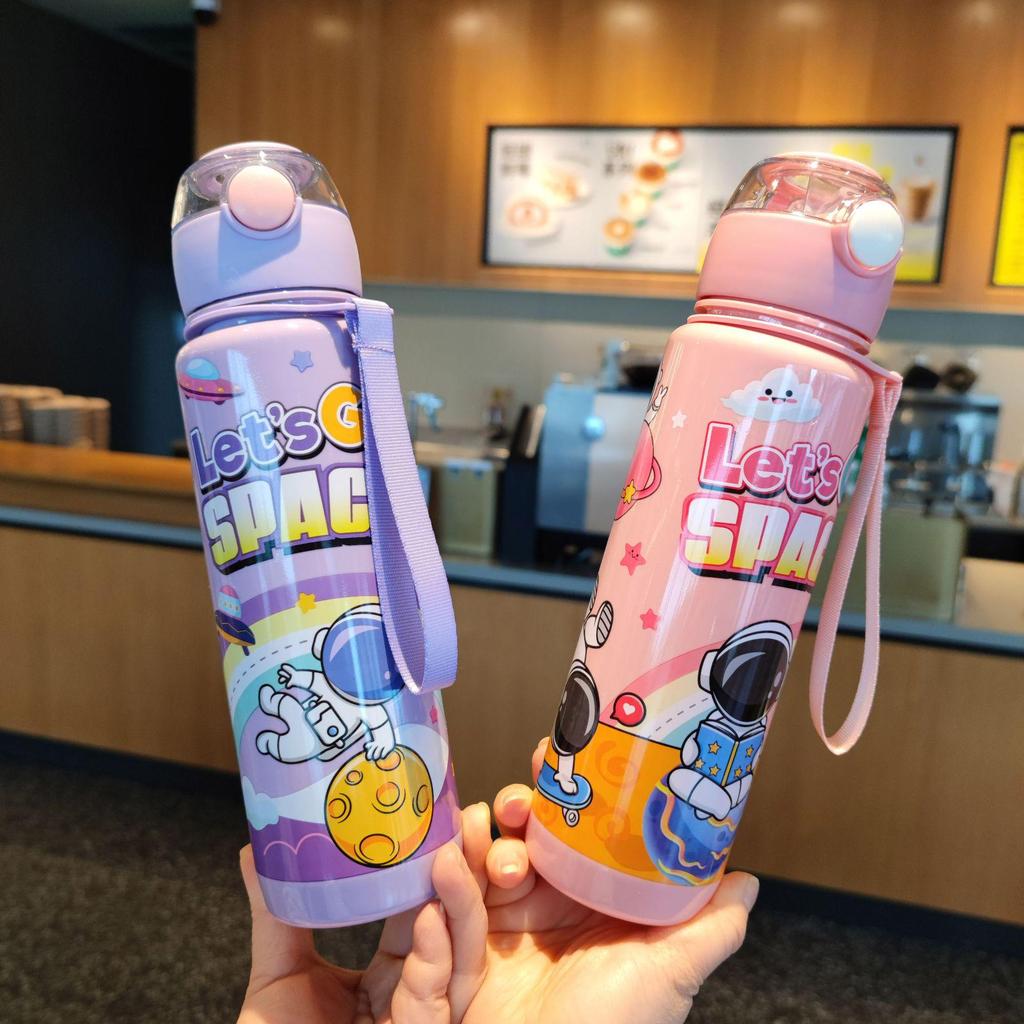 Cartoon Astronaut Portable Straw Water Cup for Kids