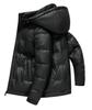 2025 Winter Men's Shiny Leather Hooded Down Jacket - Casual, Warm, Pure Color Outerwear