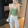 French polka dot print v-neck sling vest women's summer design sense niche slim-fit Spice Girl with short top