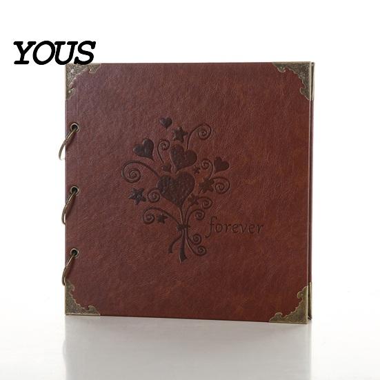 Tree of Life Embossed Cover DIY Scrapbook Album, Faux Leather Black Card Photo Album with Metal Corner Guard Ring Binding, Memory Book for Journaling,