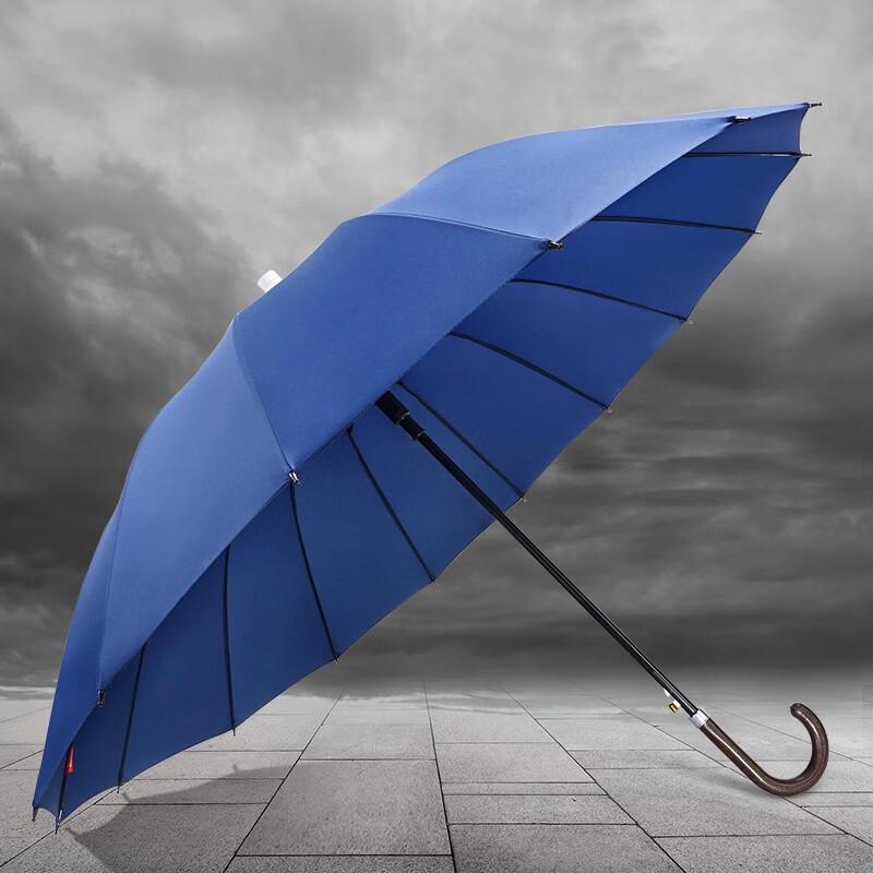 Large 16-Rib Reinforced Straight Umbrella