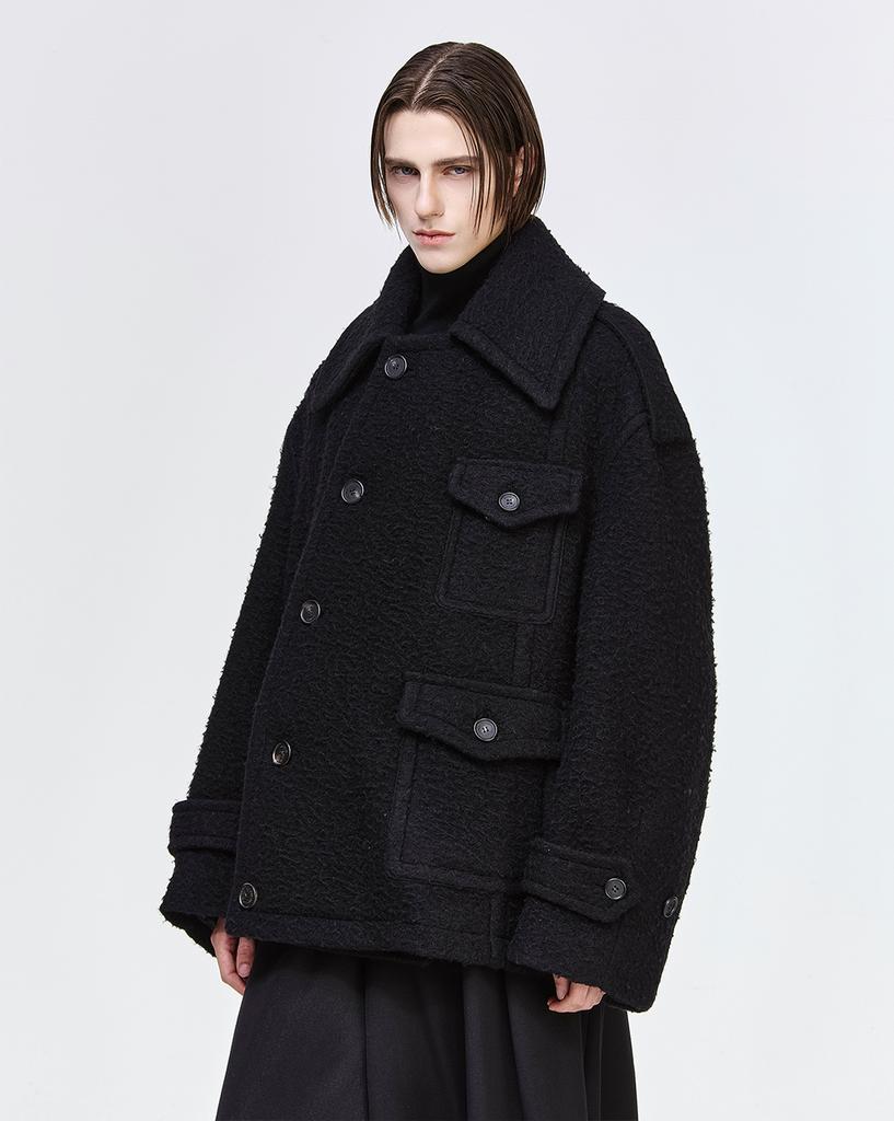 Songzio Collection Curved Bell Coat Black Sh6Ct704Bk