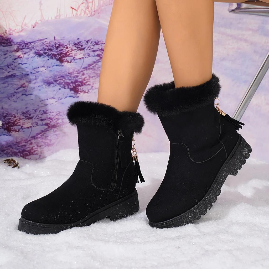 Fashion Women Snow Boots Winter New Warm Fashion Designer Ankle Boots Women Luxury Platform Boots Non-slip Short Plush Flat Shoes Women