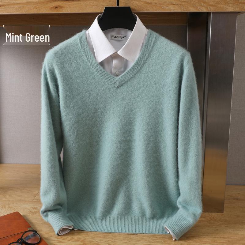 Men's Luxury Cashmere Knit V-Neck Sweater - Autumn/Winter Collection
