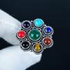 7 Chakra Edelstein Handgefertigt 925 Sterlingsilber Ring - Böhmischer Schmuckring - Handgefertigter Boho-Schmuck für Frauen & Männer, Geburtstagsgeschenke