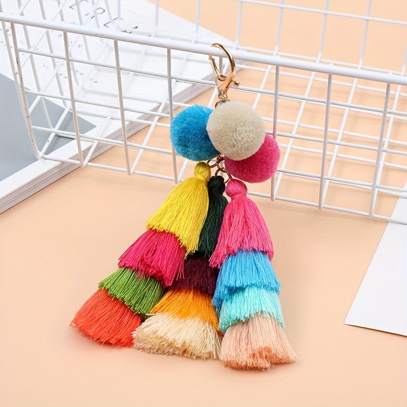 Colorful Tassel Pendant Handbag Charm - Pompon Key Jewelry Accessory