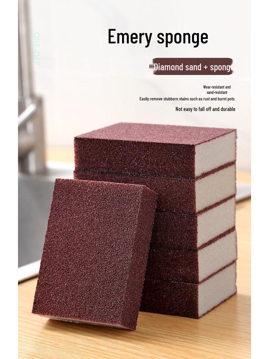 Emery Sponge Scrubber for Kitchen & Pots - Removes Black Stains, Rust, and Dirt 5-pack