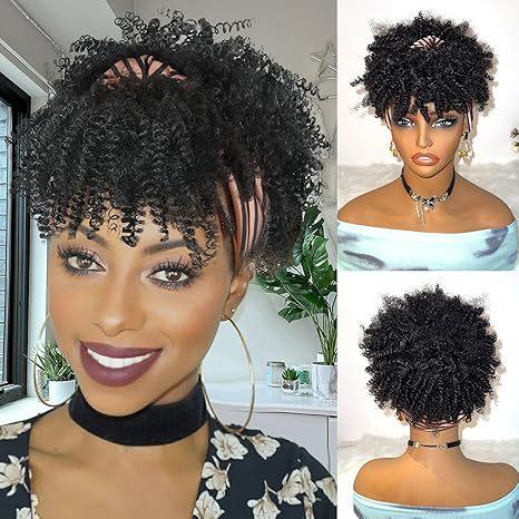 Short Afro Kinky Curly Headband Wigs Wholesale Ombre Brown Heat Resistant Fibre Synthetic Hair Headband Wigs for Black Women