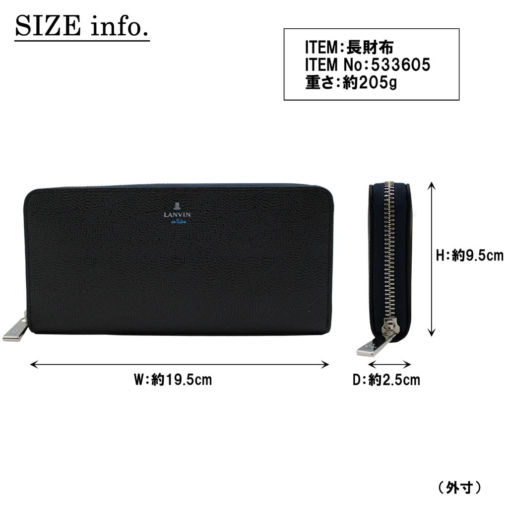 LANVIN en Bleu Round Zip Long Wallet, Black, 19.5x9.5x2.5