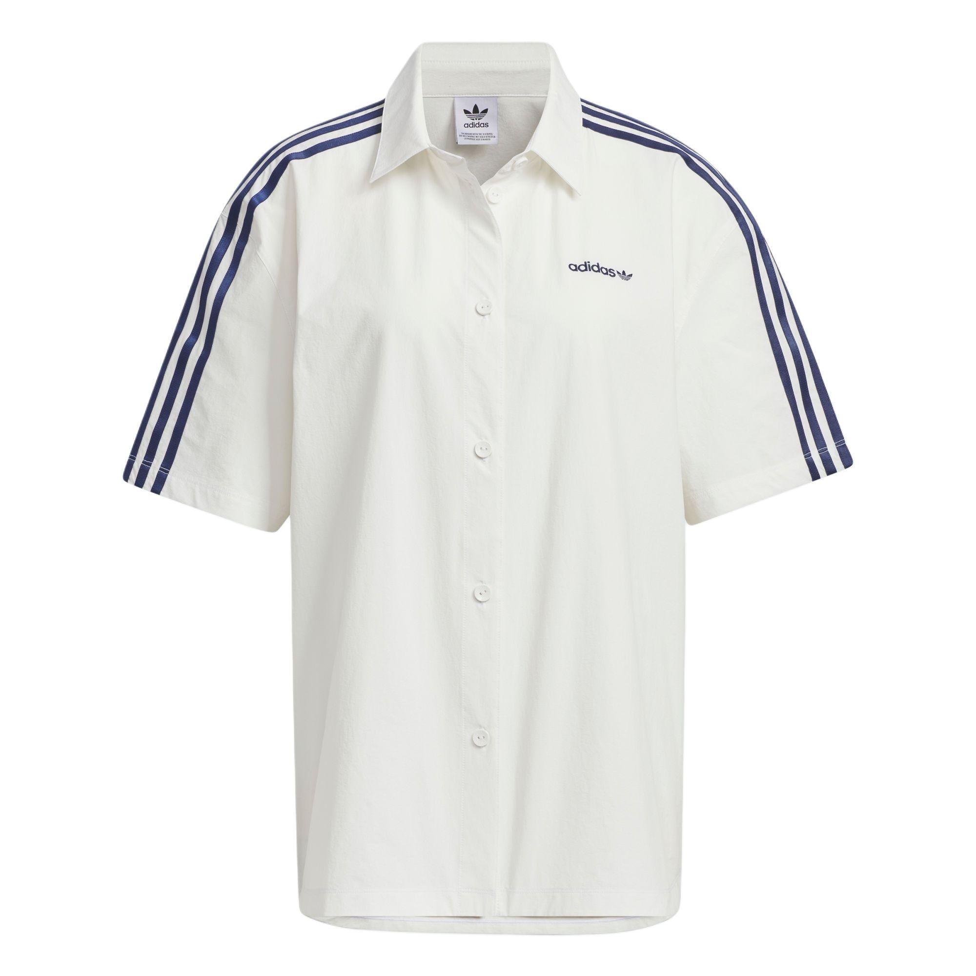 Adidas Letter Stripe Woven Sports Short Sleeve Shirt Women shirts White JD3282 S