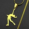 Figure Skating Artistic Chain For Women Men Stainless Steel Gold Color Ice Dance Girl Sports Necklace Fashion Jewelry Gifts