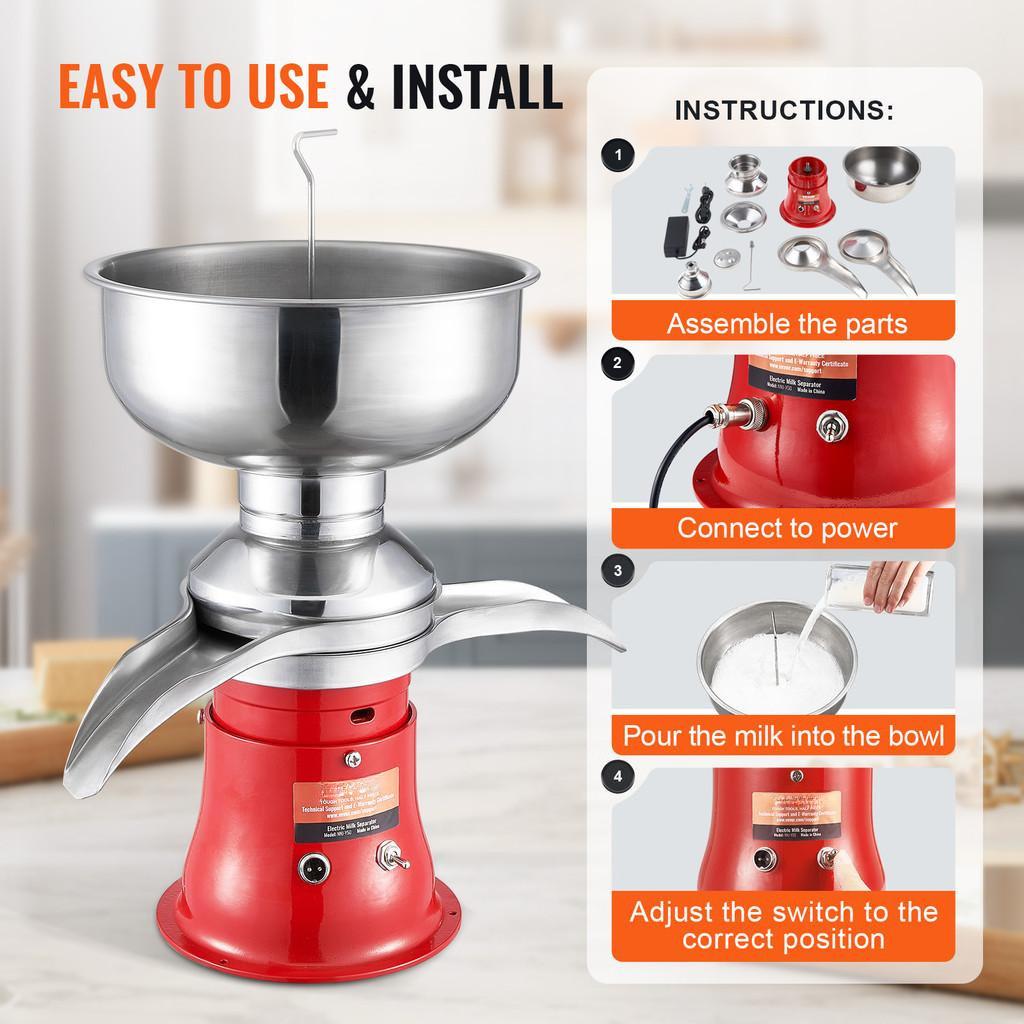 10500RPM Multifunctional Milk Cream Centrifugal Separator 304 Stainless Steel Electric Cream Separators Milk Skimmer