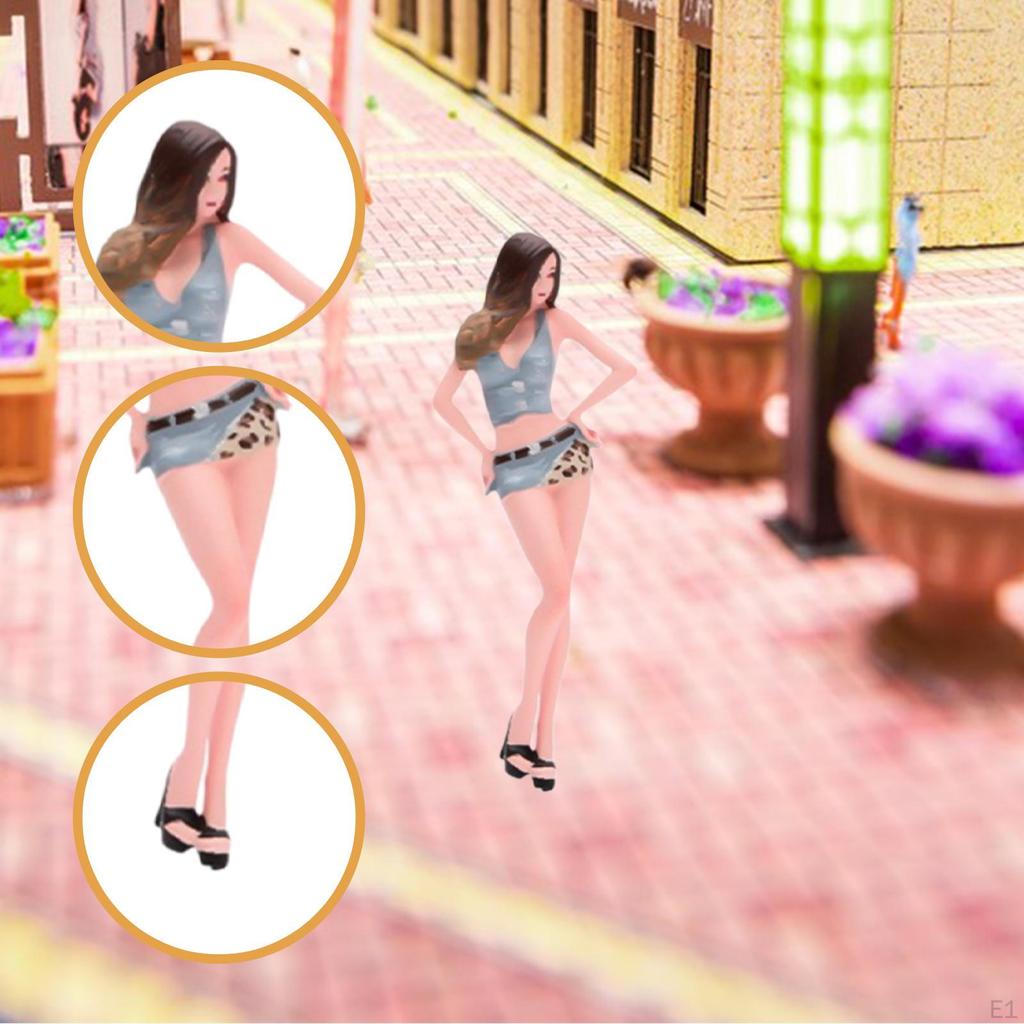 1/64 Female Miniature Figure People Figurine Painted Collectibles Mini Model Sand Table