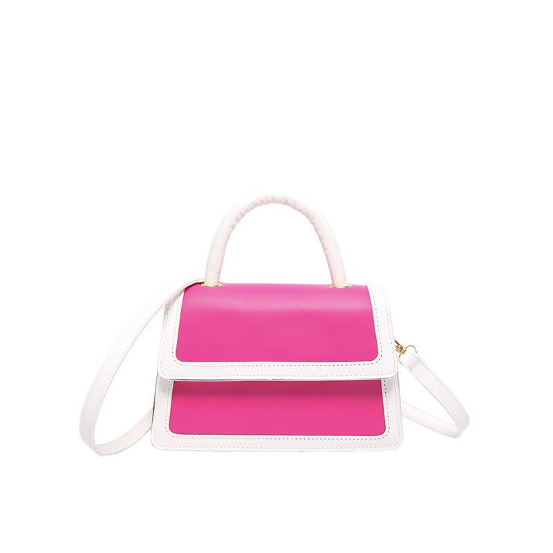 Splicing color clamshell type casual summer new simple Korean version fashionable foreign style women's hand carry shoulder small square bag soft