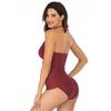 Damski gładki strój kąpielowy Tankini z wiązaniem na szyi bez pleców Bikini Kostium kąpielowy Dwuczęściowy Wysokorozciągliwy Sportowy strój kąpielowy