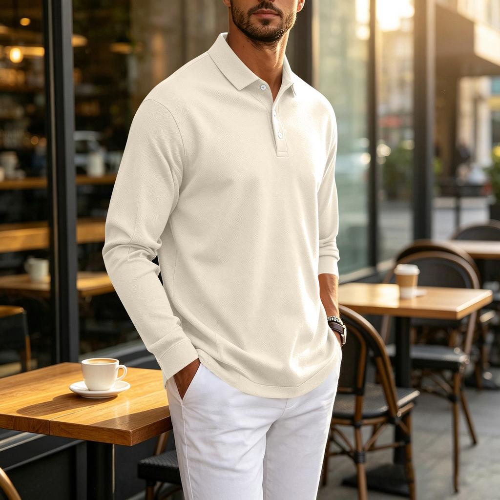 Herren Langarmhemd Button-Down-Kragen Farbe Entspannte Passform Lässig