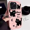 Schattige Zwarte Kat Zachte Case Voor Samsung S25 S24 S23 S22 Plus Ultra S23 S24 S20 S21FE A16 A53 A32 A51 A71 A31 A24 Note 20Ultra Cover