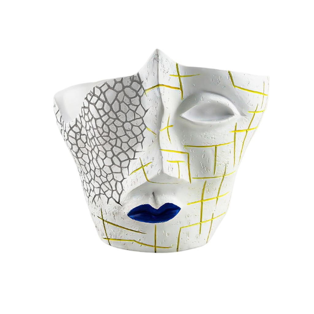 Creative Human Face Crack Abstract Funny Flower Pot Resin Craft Plant Pot Container