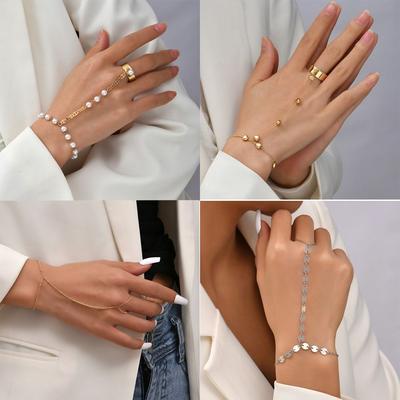 Wrist Chain Hand Accessories Hand Harness Bangle Bracelet Linked Finger Finger Ring Slave Chain