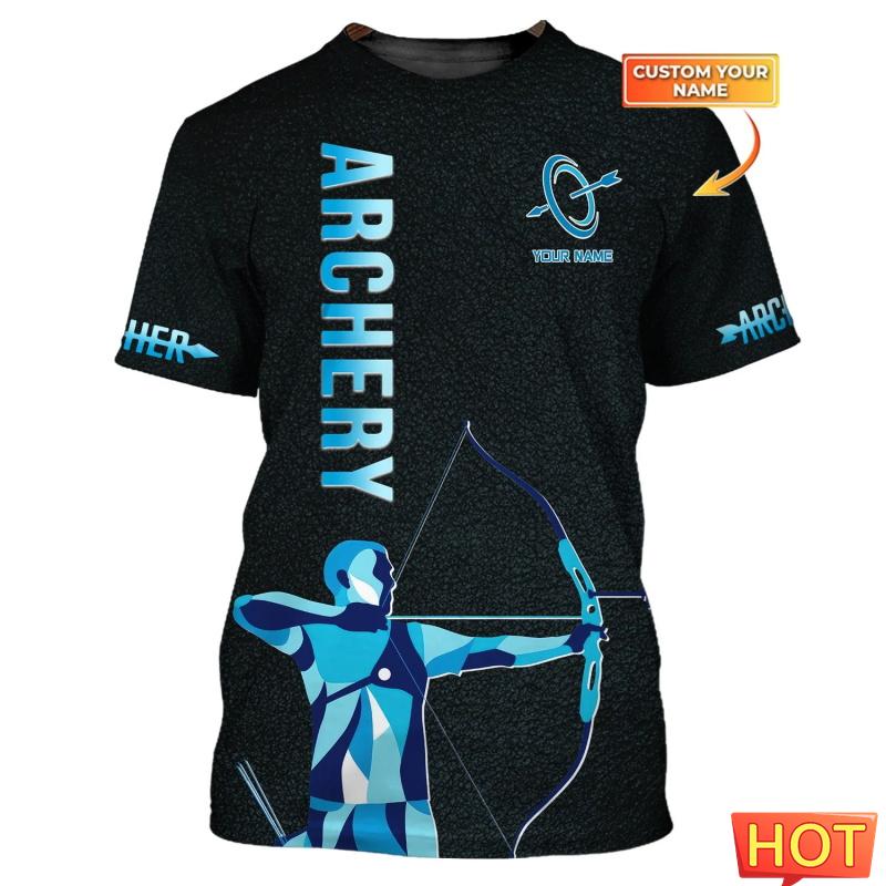 Modische Bogenschieß-T-Shirts für Herren, trendige Kurzarm-Shirts mit 3D-Druck und individuellem Namen, lockere, atmungsaktive Sport-T-Shirts