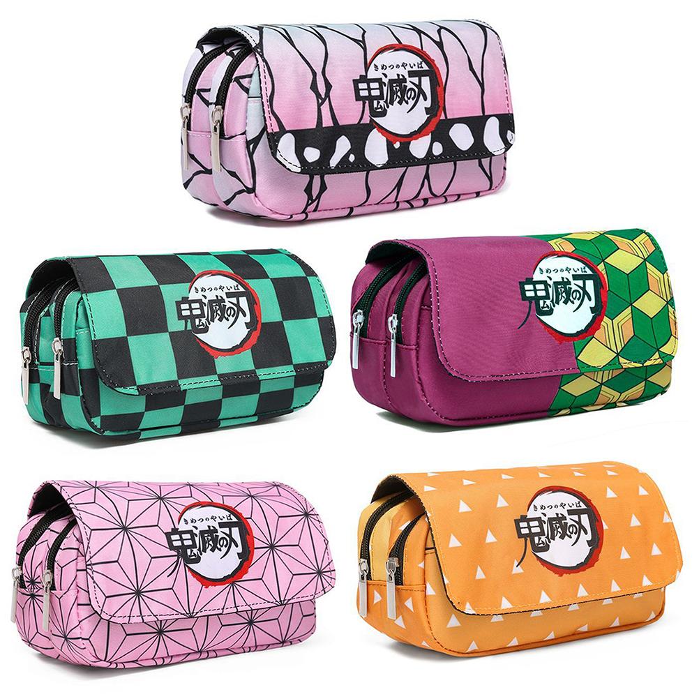 Pencil Case Large Capacity Cartoon Anime Pencil Case Double Layer Canvas Pencil Bag Gift for Girls