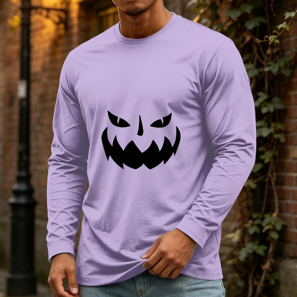 Men's Halloween Long Sleeve Neck Casual Top for Party