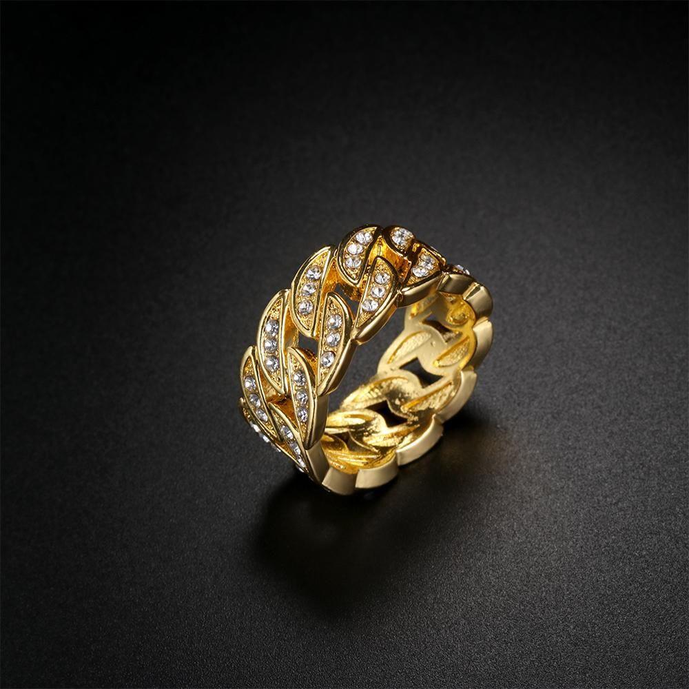 

Подарок на годовщину для женщин и мужчин, свадебное роскошное блестящее кубинское золотое кольцо с инкрустацией из бриллиантов и стразами в стиле хип-хоп 11