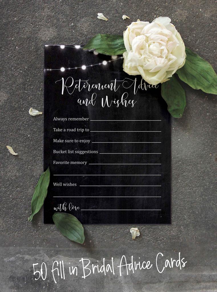 Inkdotpot Pack of 50 Advice & Wishes for Retirement Party, Game Activity for Retirement Party Celebration, Guestbook Alternative 5X7 Inches