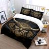 Viking Warrior Design Black Gold Bedding Set Bedding Set (1 Duvet Cover, 2 Pillowcases, Duvet Not Included)