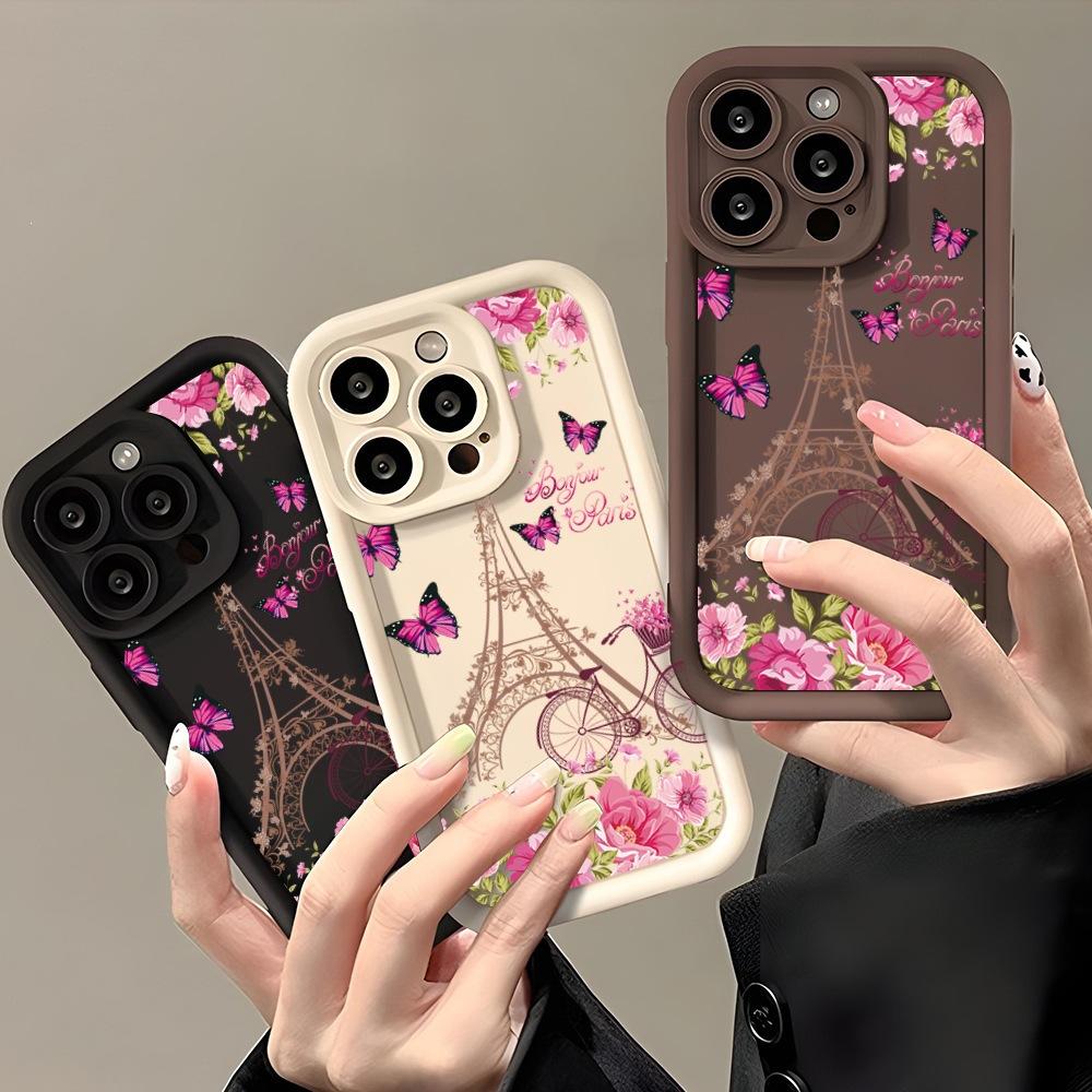 Applicable to Apple 16Promax European and American hot-selling soft case 14pm flower butterfly 15 painted IP13pm mobile phone case 11