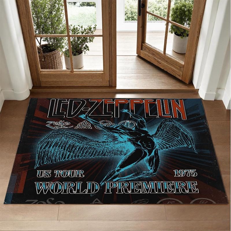 Led Zeppelin Design Crystal Velvet Rug Soft Decorative Mat for Bedroom Entrance