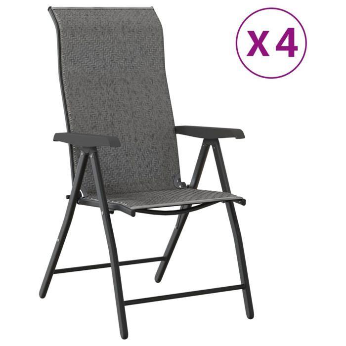VidaXL Lot de 4 Chaises Pliables de Jardin, Sièges de Terrasse, Chaises de Balcon, Meubles de Patio Extérieur, Gris Résine 3270610