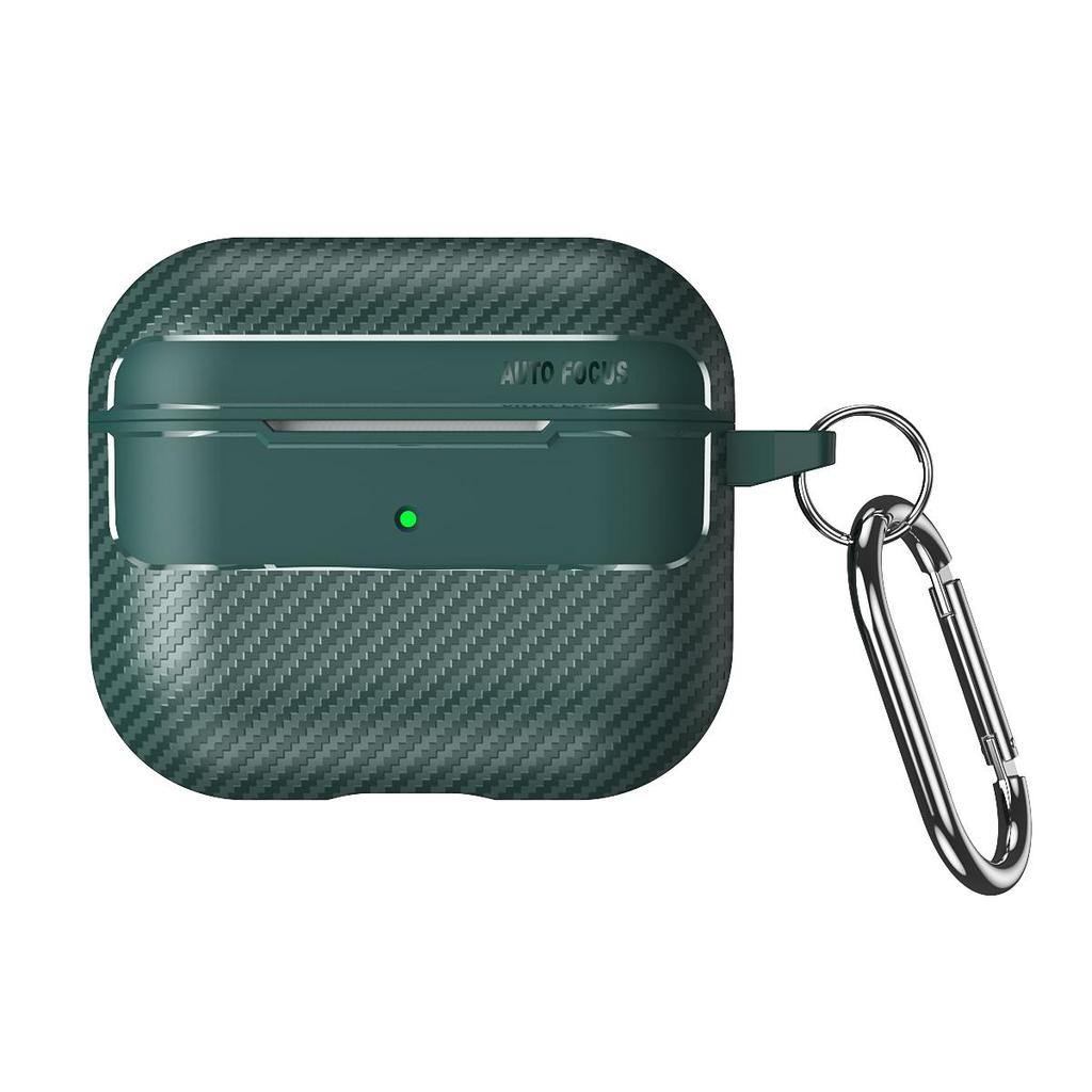 YurKem Carbon Fibre Earphone Case For Apple Airpods 3 Shockproof Cover For Air Pods 3 Supports Wireless Charging With Keychain Case