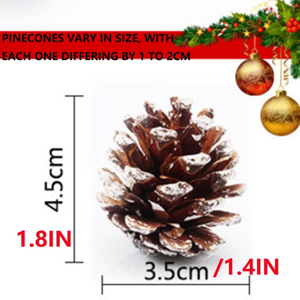 Originalfarbe mit Weiß, 4-5cm, 6 Stück Tannenzapfen, Weihnachtsdekorationsanhänger, Weihnachtsbaumzubehör, DIY-Requisiten für Fotoshootings